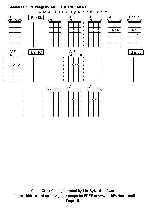 Chord Grids Chart of chord melody fingerstyle guitar song-Chariots Of Fire-Vangelis-BASIC ARRANGEMENT,generated by LickByNeck software.